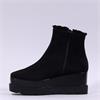 Marco Moreo Vienna Frill Cuff Wedge Boot - Black Suede